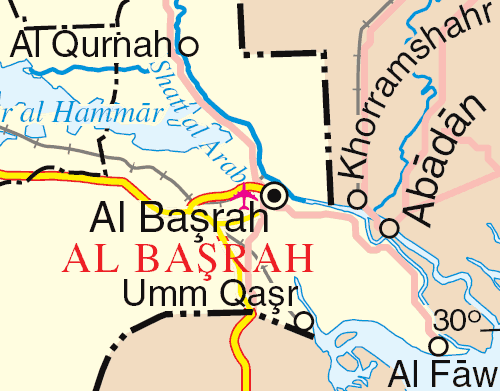 خريطة شط العرب والموقع الإقليمي